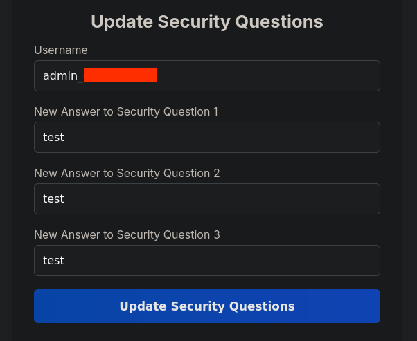 Security questions modified